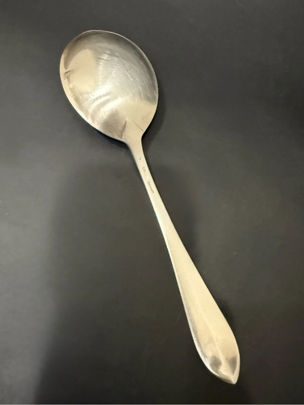 Vintage CARTIER Sterling Silver Engraved Gothic Monogram W 9” Serving Spoon 91g.